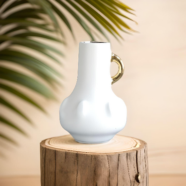White Ceramic Vase with Luminous Charm